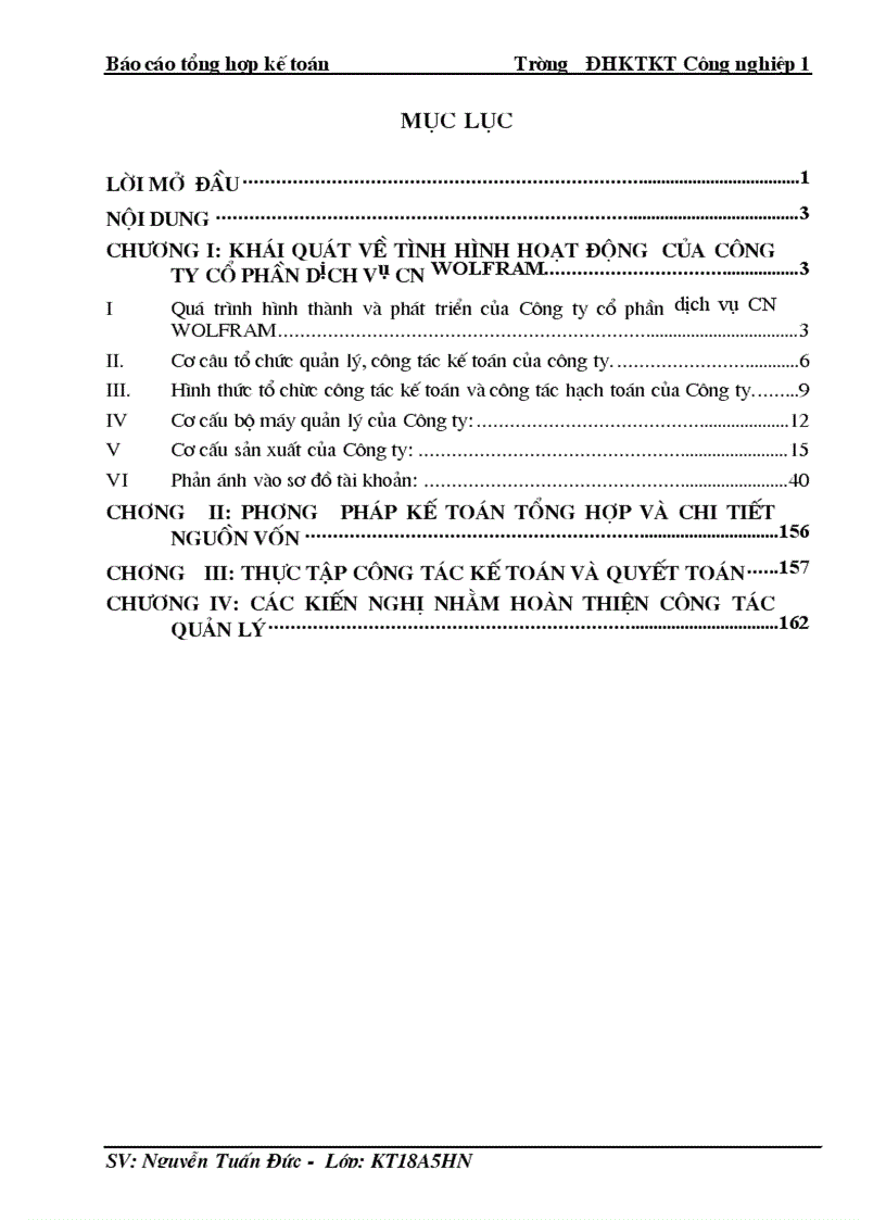 Kế toán phần hành: công ty cổ phần dịch vụ Cn Wolfram