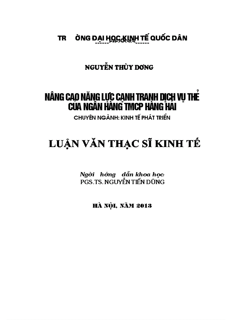 Nâng cao năng lực cạnh tranh dịch vụ thẻ của Ngân hàng TMCP Hàng Hải