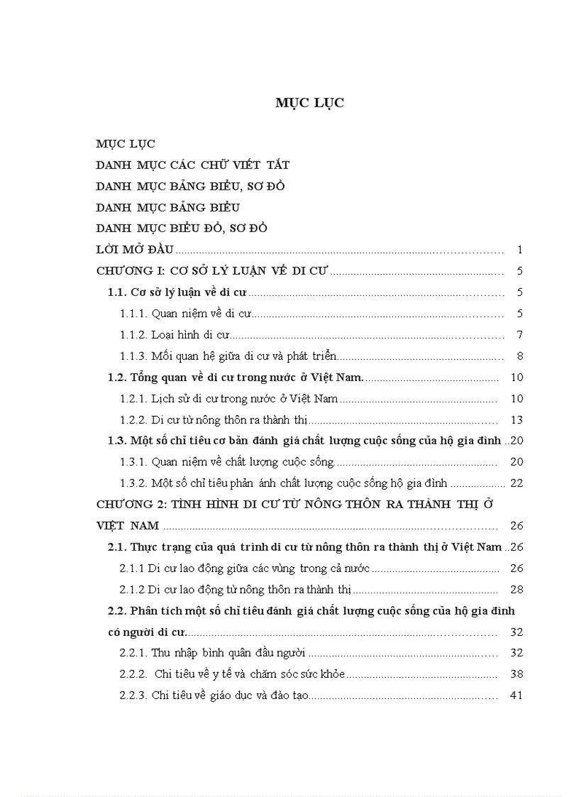 Phân tích chất lượng cuộc sống của các hộ gia đình có người di cư