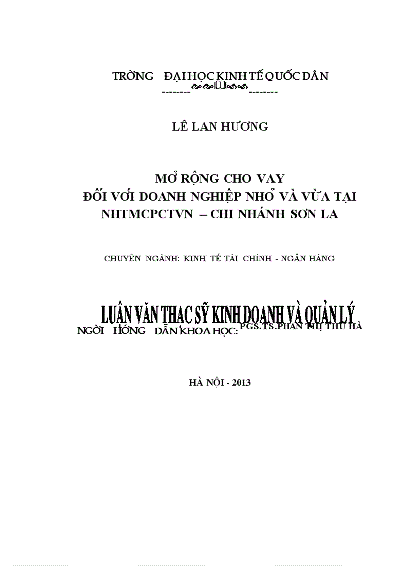 Mở rộng cho vay đối với doanh nghiệp nhỏ và vừa tại Ngân hàng TMCP Công thương Việt Nam – Chi nhánh Sơn La