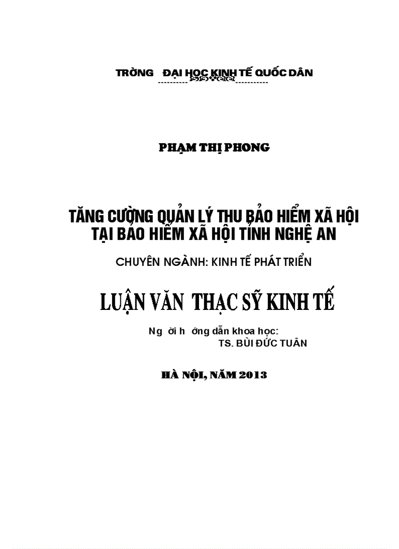 Tăng cường quản lý thu bảo hiểm xã hội tại Bảo hiểm xã hội tỉnh Nghệ An