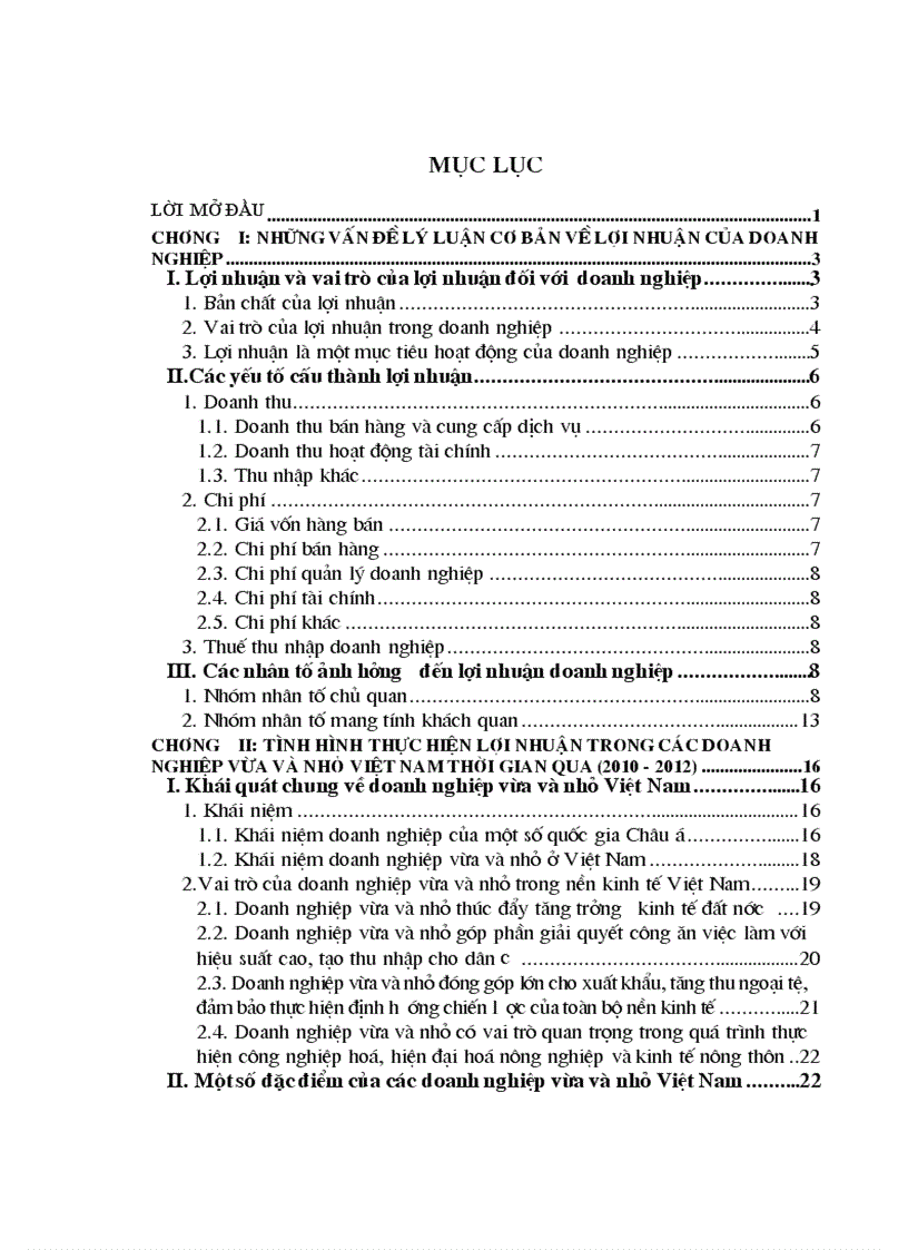 Lợi nhuận và các biện pháp nâng cao lợi nhuận trong các doanh nghiệp vừa và nhỏ ở Việt Nam