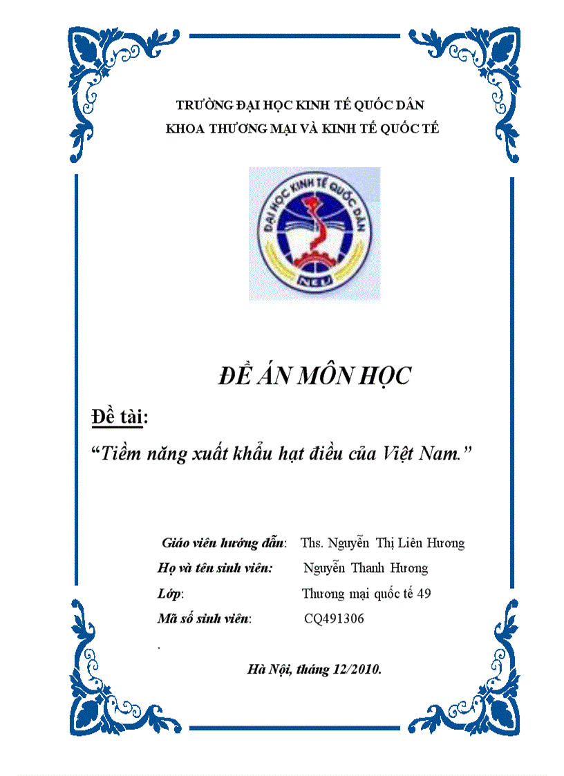 Tiềm năng xuất khẩu hạt điều của Việt Nam.