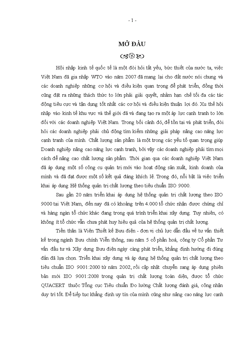 Hoàn thiện hệ thống quản trị chất lượng theo tiêu chuẩn ISO 9001:2008 tại công ty cổ phần tư vấn đầu tư và xây dựng bưu điện