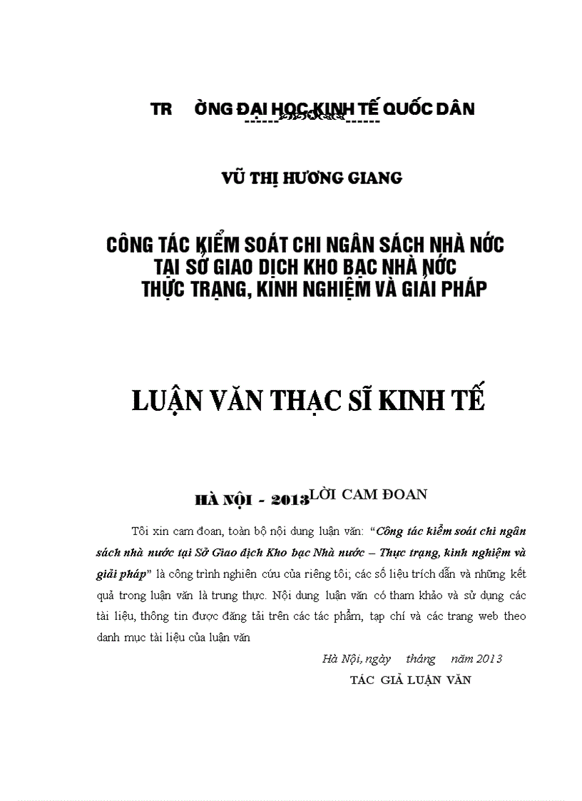 Công tác kiểm soát chi ngân sách nhà nước tại Sở Giao dịch Kho bạc Nhà nước – Thực trạng, kinh nghiệm và giải pháp