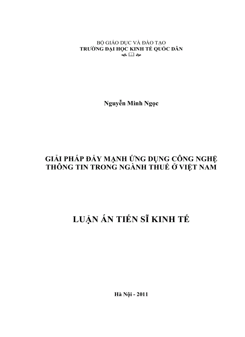 Giải pháp đẩy mạnh ứng dụng công nghệ thông tin trong ngành thuế ở Việt Nam