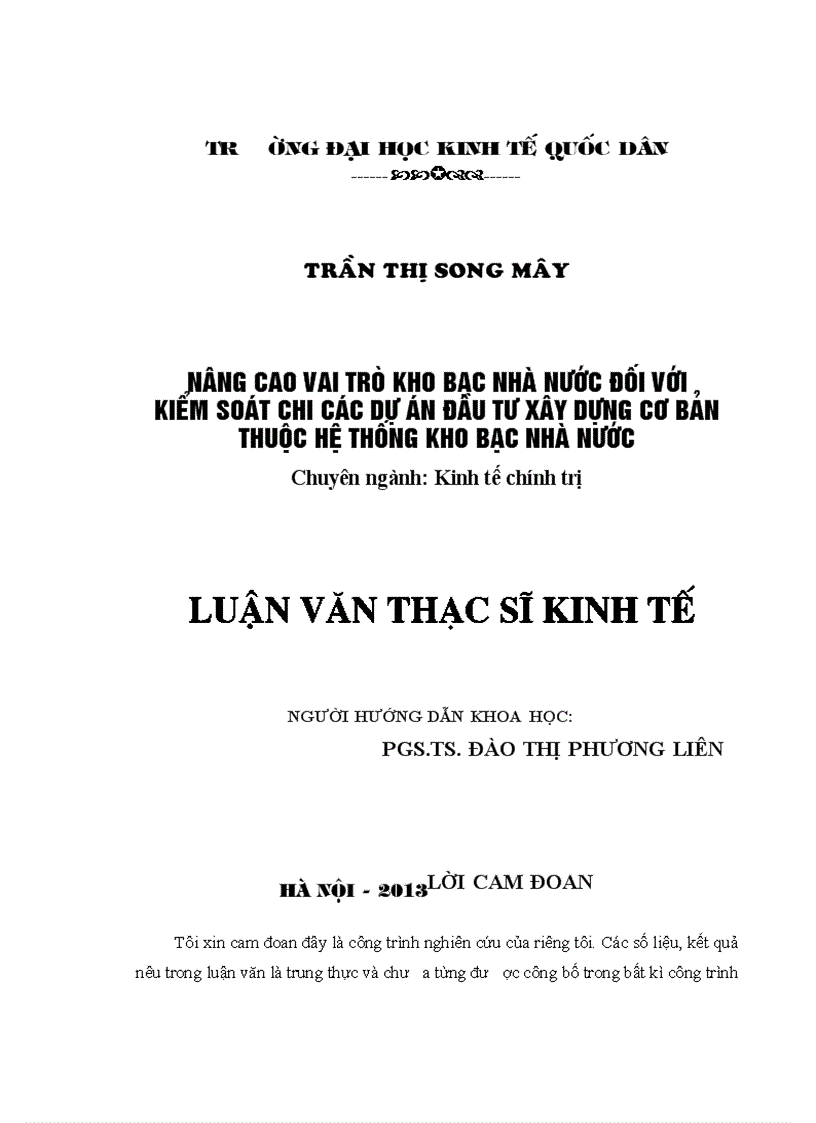 Nâng cao vai trò Kho bạc nhà nước đối với kiểm soát chi các dự án đầu tư xây dựng cơ bản thuộc hệ thống Kho bạc nhà nước