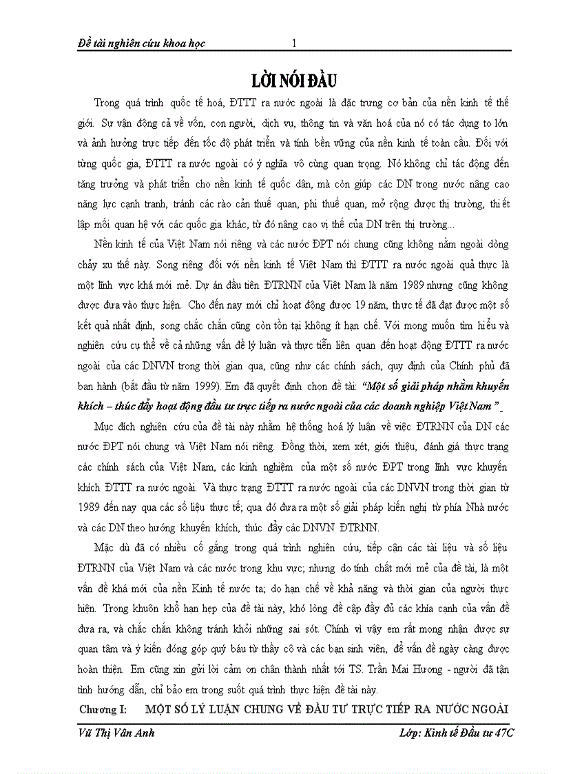 Một số giải pháp nhằm khuyến khích – thúc đẩy hoạt động đầu tư trực tiếp ra nước ngoài của các doanh nghiệp Việt Nam