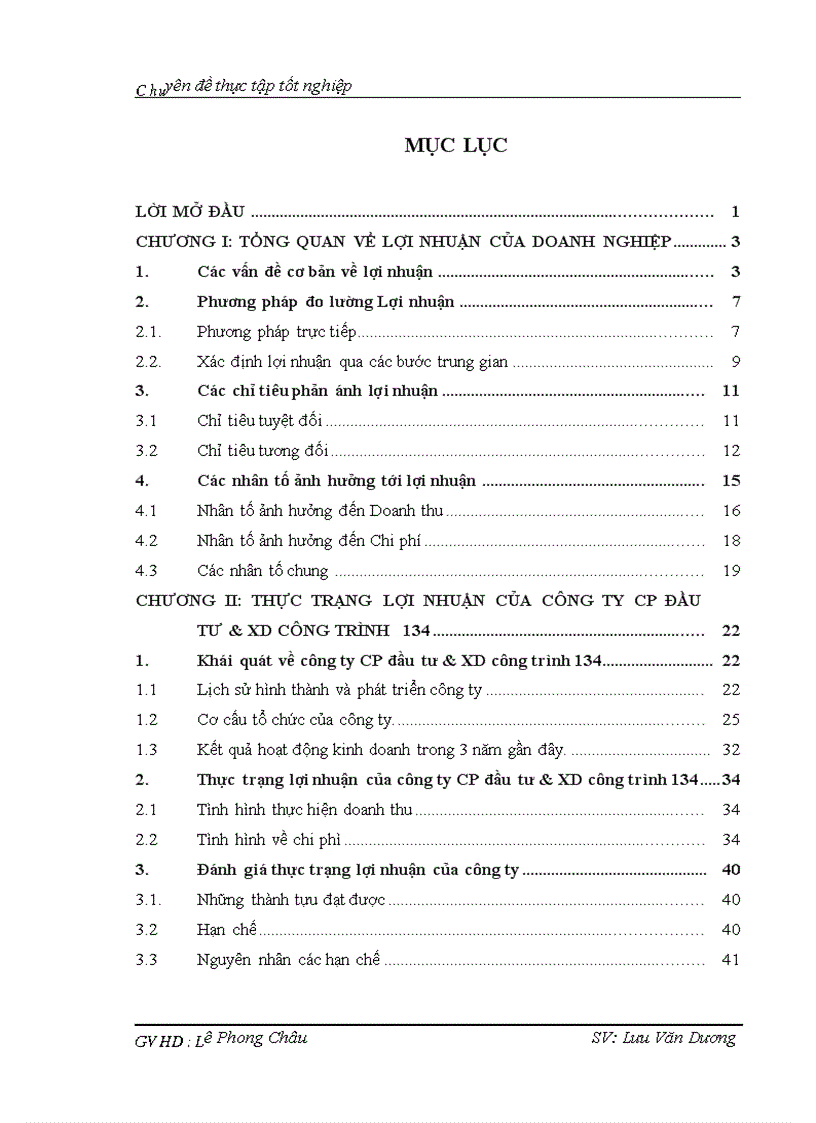 Lợi nhuận và các biện pháp làm tăng lợi nhuận tại Công ty CP đầu tư & XD công trình 134