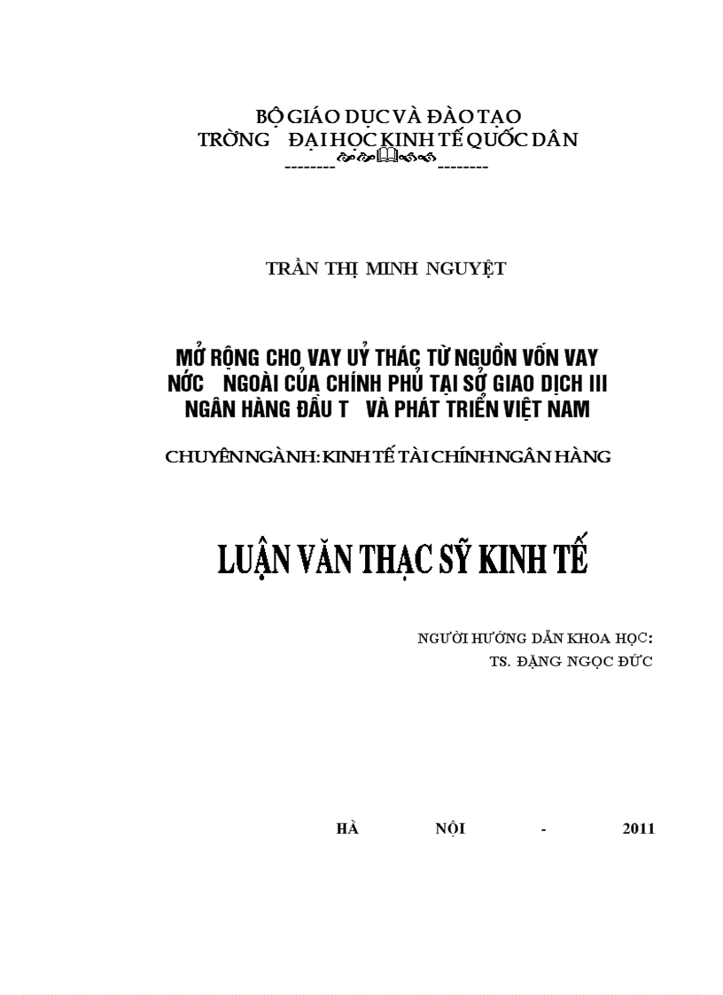 Mở rộng cho vay ủy thác từ nguồn vốn vay nước ngoài của Chính phủ tại Sở Giao dịch III - Ngân hàng Đầu tư và Phát triển Việt Nam