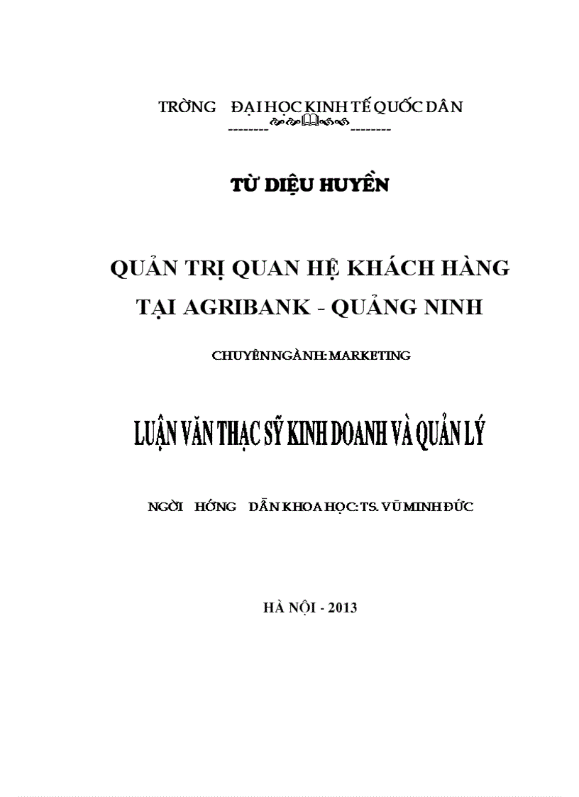 Quản trị quan hệ khách hàng tại Agribank - Quảng Ninh