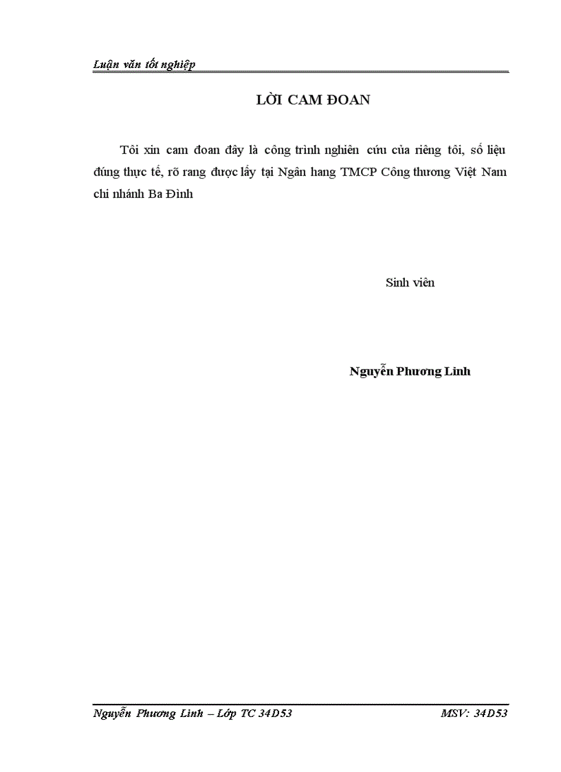 Một số giải pháp mở rộng cho vay tiêu dùng tại Ngân hàng Thương mại Cổ phần Công thương Việt Nam – chi nhánh Ba Đình