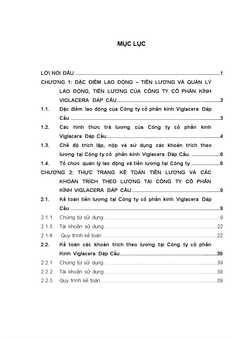 Hoàn thiện kế toán tiền lương và các khoản trích theo lương tại Công ty cổ phần kính Viglacera Đáp Cầu
