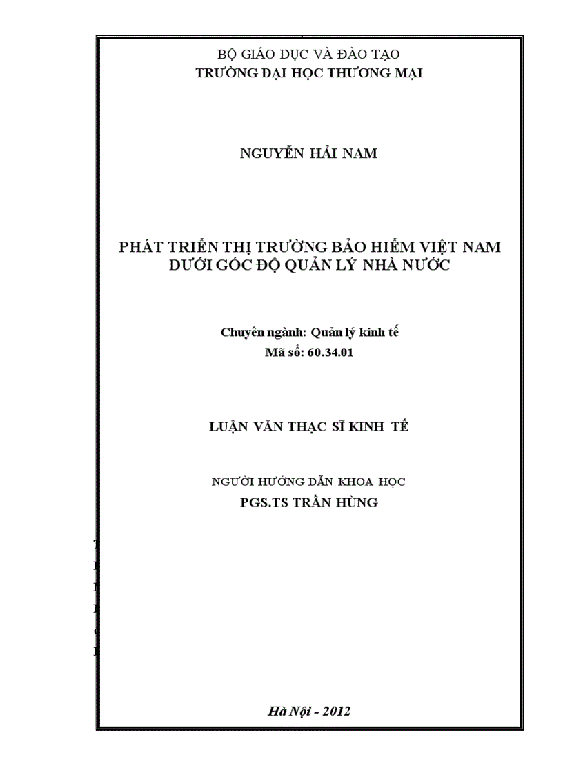 Phát triển thị trường bảo hiểm Việt Nam dưới góc độ quản lý nhà nước