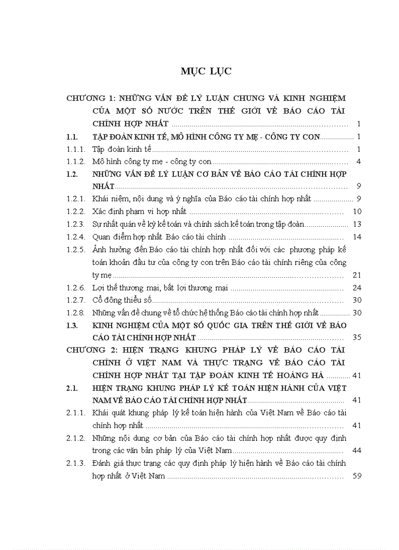 Hiện trạng khung pháp lý về Báo cáo tài chính ở việt nam và thực trạng về báo cáo tài chính hợp nhất tại Tập đoàn Kinh tế Hoàng Hà