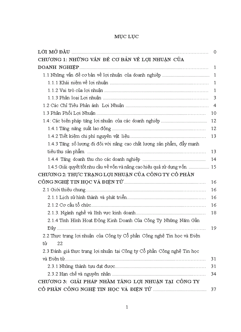 Giải pháp tăng lợi nhuận tại Công ty Cổ phần Công nghệ Tin học và Điện tử