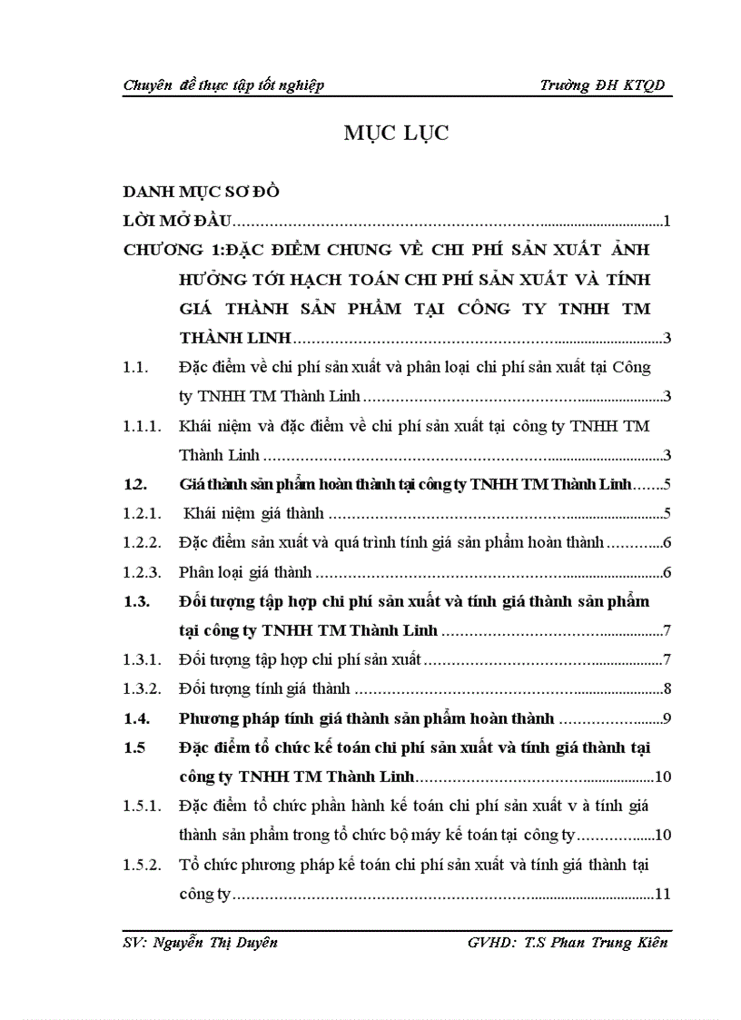 Hoàn thiện kế toán chi phí sản xuất và tính giá thành sản phẩm tại công ty TNHH TM Thành Linh