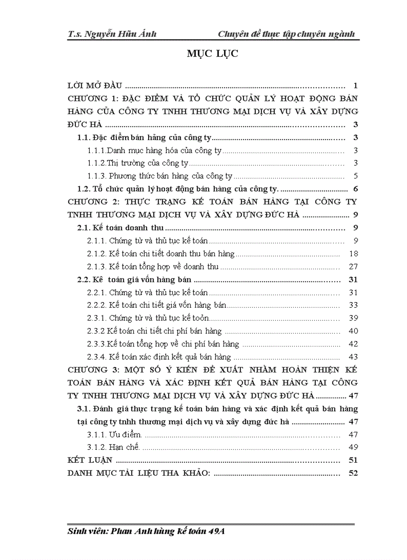 Hoàn thiện Kế toán bán hàng và xác định kết quả bán hàng tại Công ty TNHH thương mại dịch vụ và xây dựng Đức Hà
