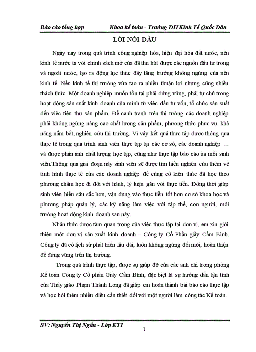 Tình hình tổ chức bộ máy kế toán và tổ chức công tác Kế toán tại công ty cổ phần Giầy Cẩm Bình