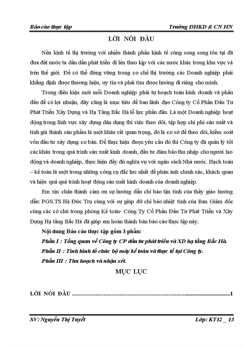 Công ty CP đầu tư phát triển và XD hạ tầng Bắc Hà.