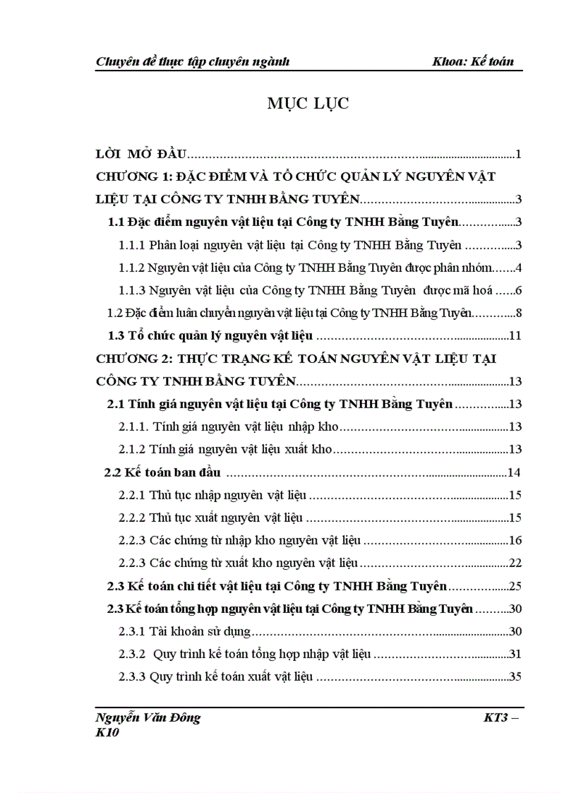 Hoàn thiện kế toán nguyên vật liệu tại công ty TNHH Bằng Tuyên