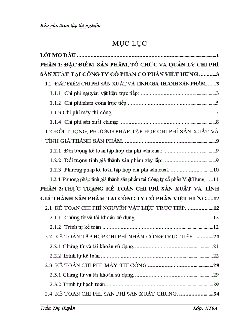 Hoàn thiện Kế toán chi phí sản xuất và tính giá thành sản phẩm tại Công ty Cổ phần Cổ phần Việt Hưng