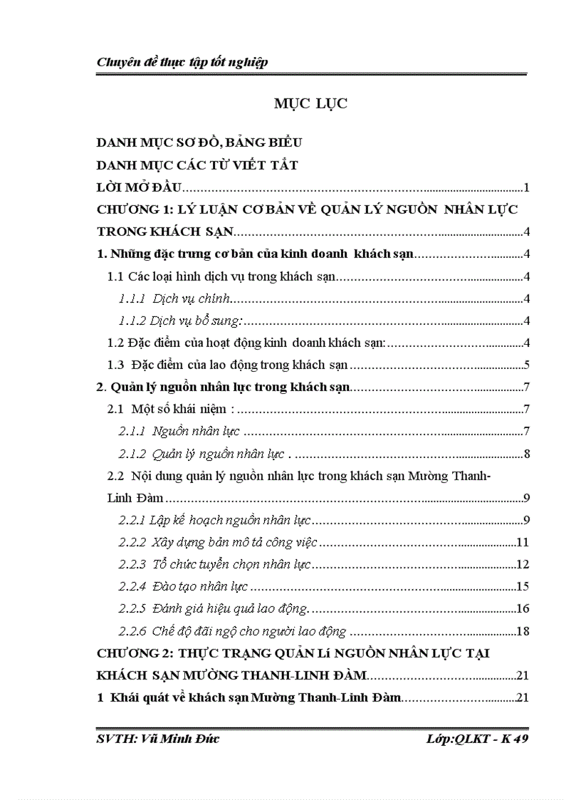 Quản lý nguồn nhân lực tại khách sạn Mường Thanh-Linh Đàm