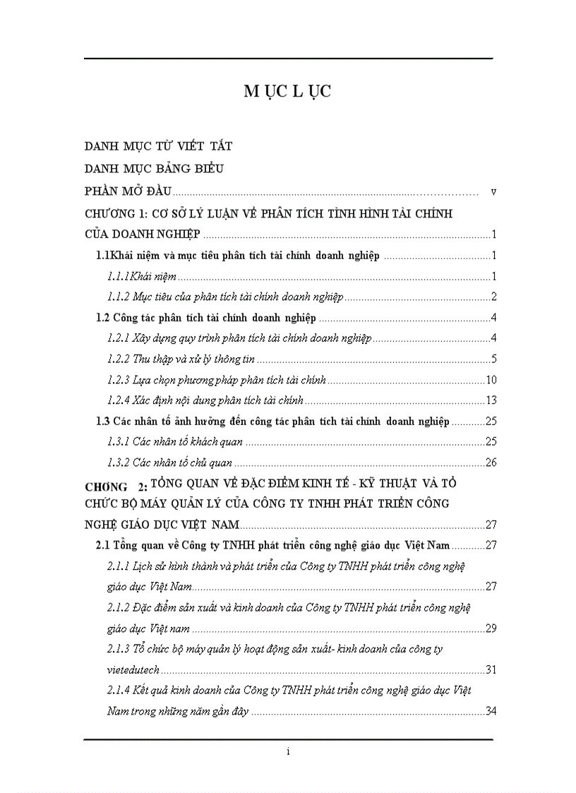 Thực trạng công tác phân tích tài chính tại công ty tnhh phát triển công nghệ giáo dục việt nam
