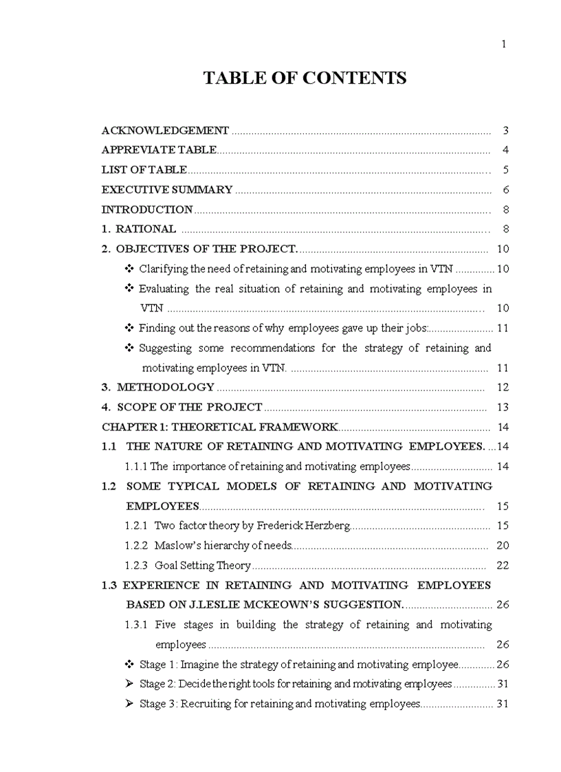 This thesis focus on retaining and motivating human resource in VTN – a state owned companies in telecoms firms.