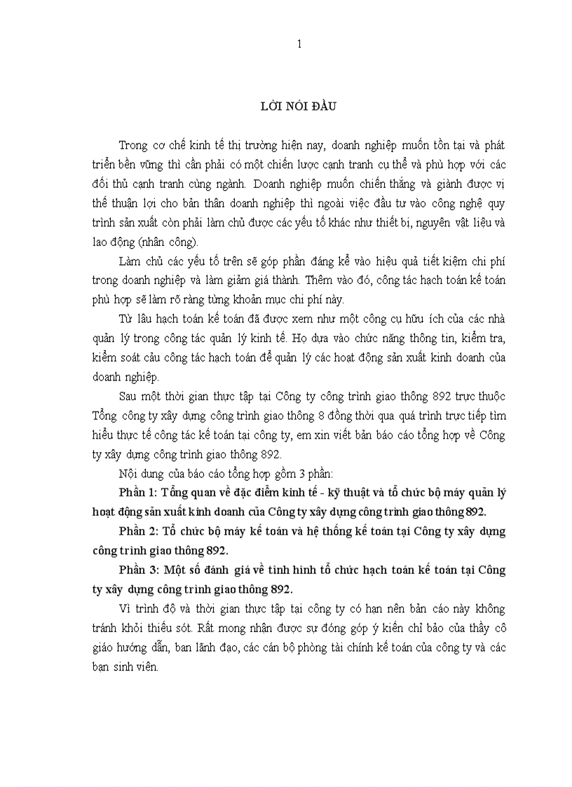 Tổ chức bộ máy kế toán và hệ thống kế toán tại Công ty xây dựng công trình giao thông 892