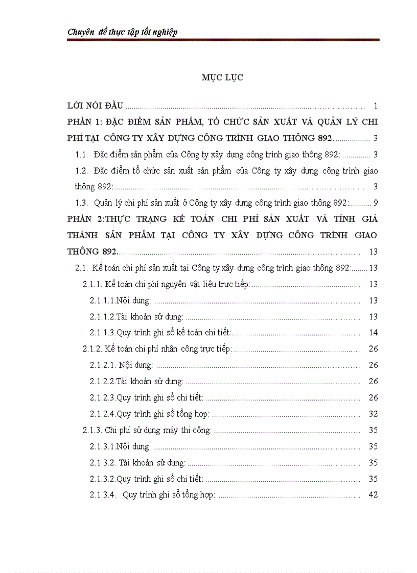 Về hoàn thiện kế toán chi phí sản xuất và tính giá thành sản phẩm tại Công ty xây dựng công trình giao thông 892