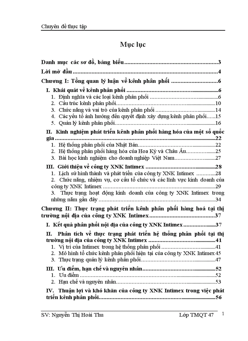 Thực trạng phát triển kênh phân phối hàng hóa tại thị trường nội địa của công ty XNK Intimex