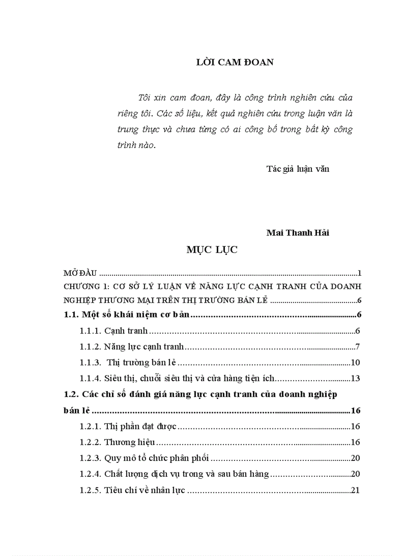 Nâng cao năng lực cạnh tranh của Công ty siêu thị Hà Nội trên thị trường bán lẻ Hà Nội