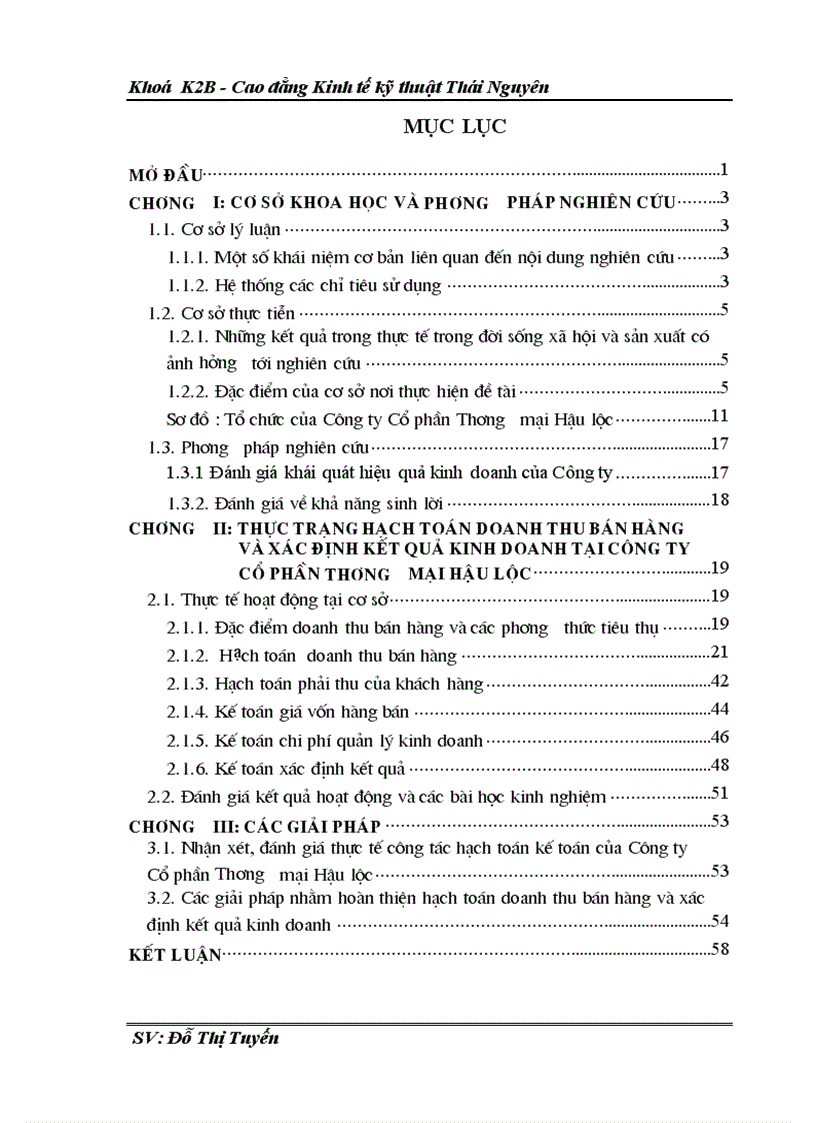 Hoàn thiện hạch toán doanh thu bán hàng và xác định kết quả kinh doanh, tại Công ty Cổ phần Thương mại Hậu Lộc-Thanh Hoá