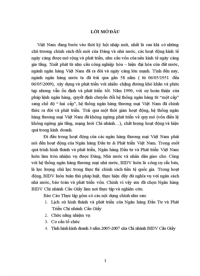 Tình hình kinh doanh 3 năm 2005-2007 của Chi nhánh BIDV Cầu Giấy