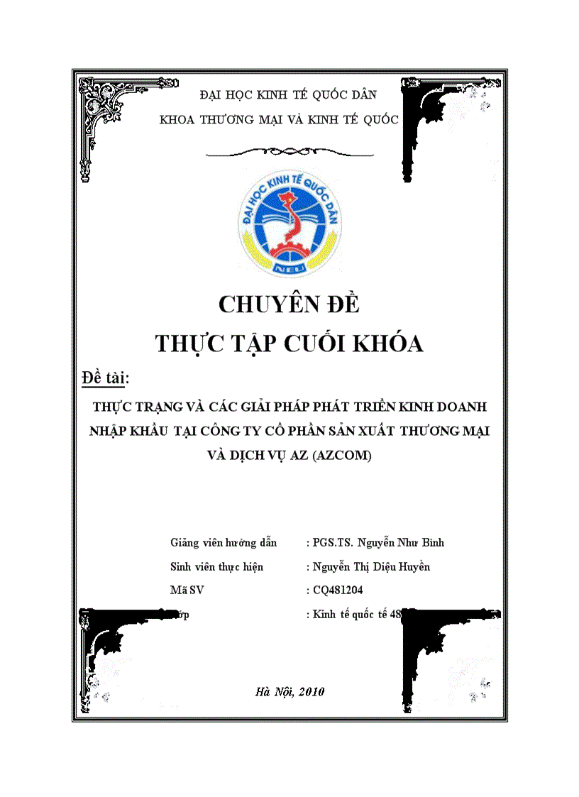 Thực trạng và các giải pháp phát triển kinh doanh nhập khẩu tại công ty cổ phần sản xuất thương mại và dịch vụ AZ (AZCOM)