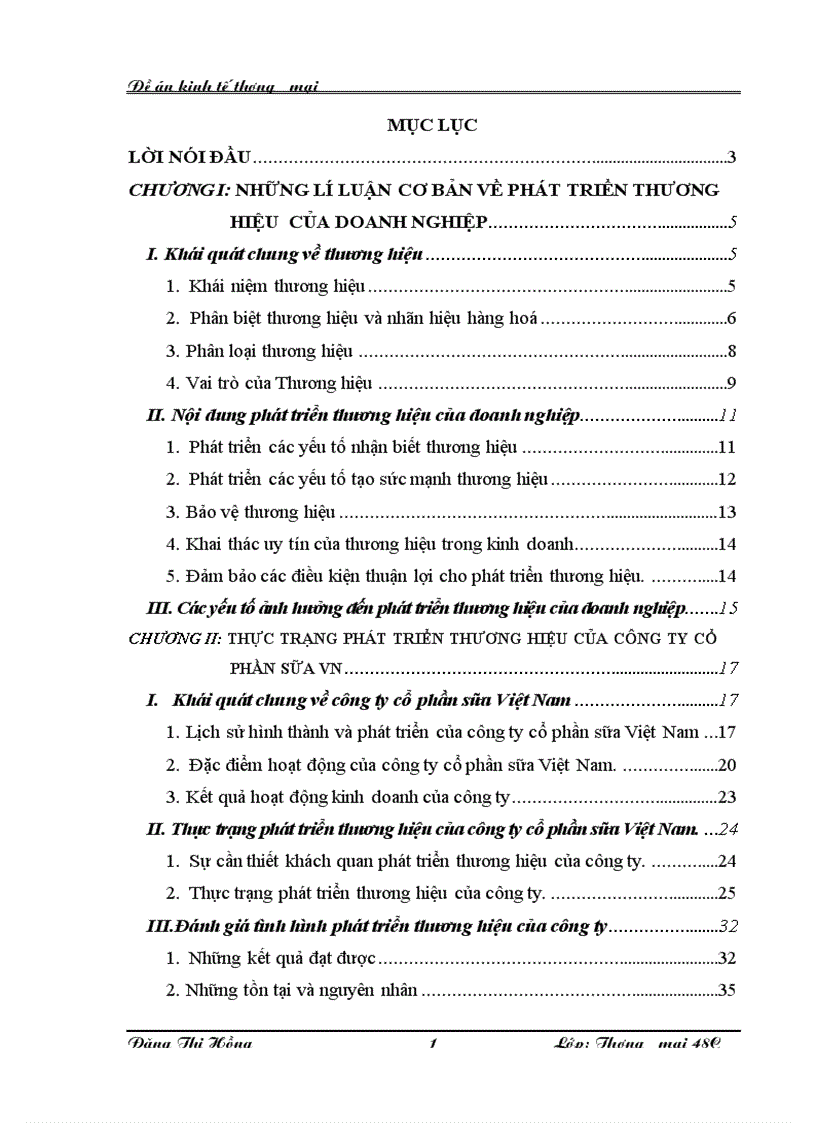 Phát triển thương hiệu của công ty cổ phần sữa Việt Nam- Vinamilk