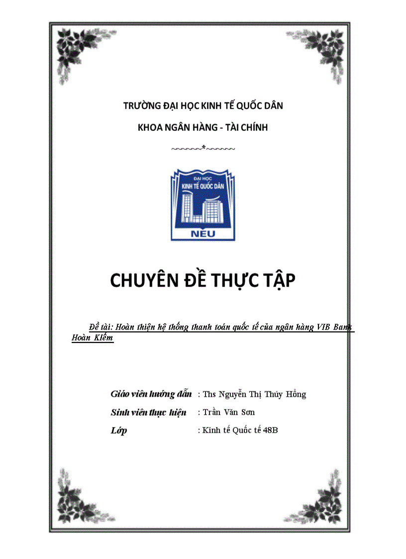 Hoàn thiện hoạt động thanh toán quốc tế của ngân hàng VIB Bank Hoàn Kiếm