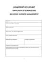 Assignment cover sheet university of sunderland ba (hons) business management