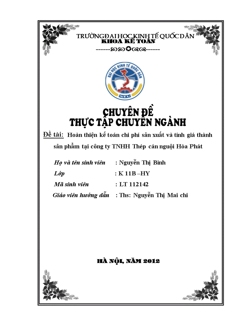 Kế toán chi phí sản xuất và tính giá thành sản phẩm tại công ty TNHH thép cán nguội Hoà Phát