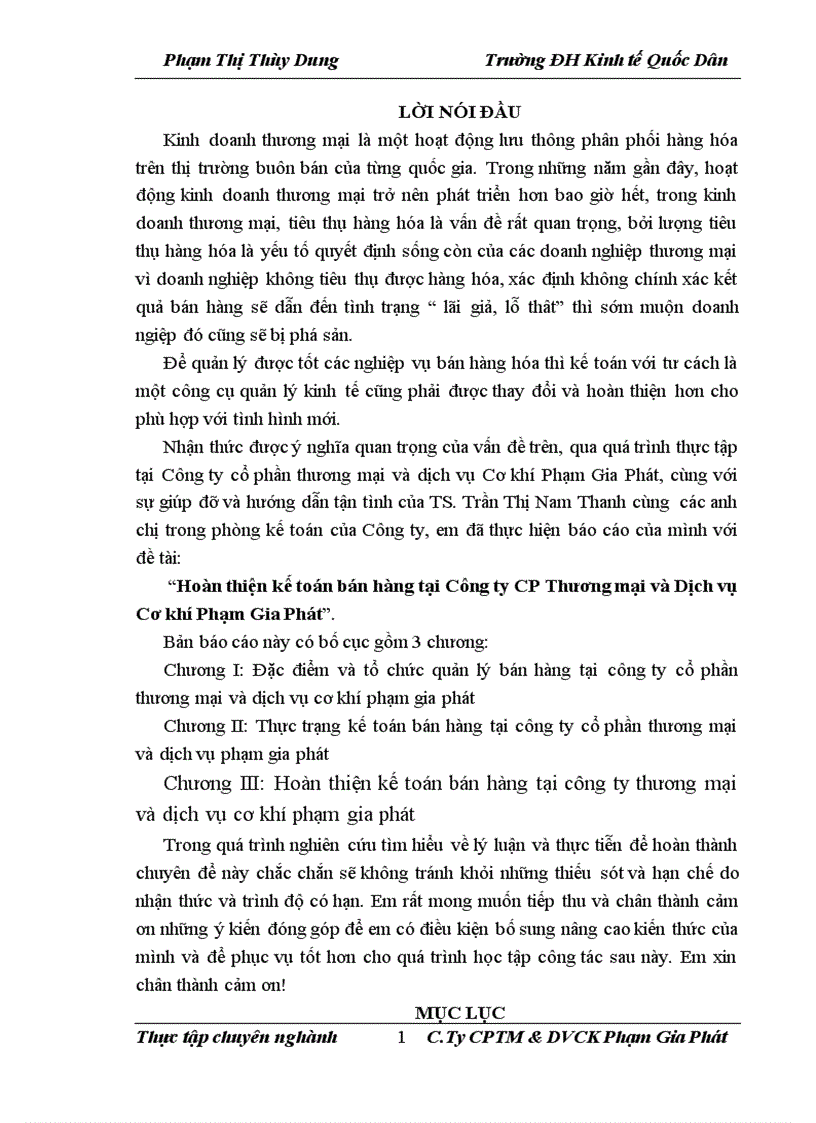 Hoàn thiện kế toán bán hàng tại Công ty CP Thương mại và Dịch vụ Cơ khí Phạm Gia Phát