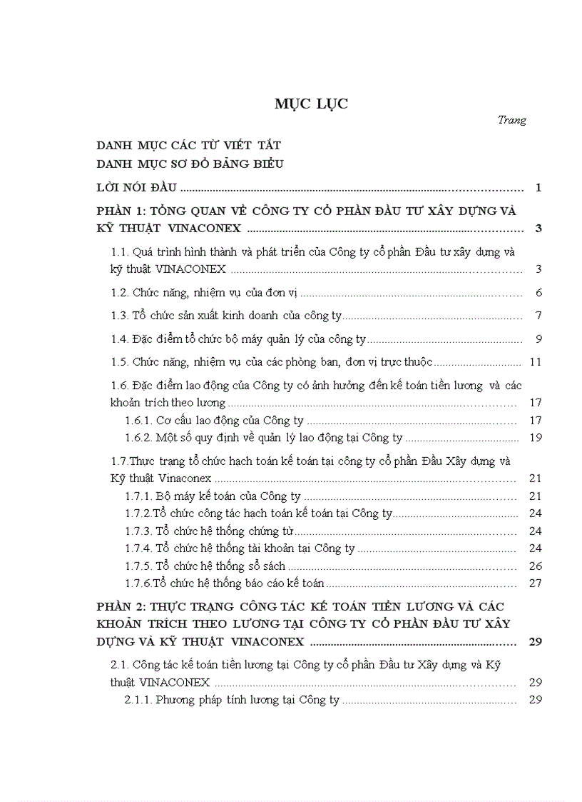 Hoàn thiện kế toán tiền lương và các khoản trích theo lương tại Công ty Cổ phần đầu tư Xây dựng và Kỹ thuật Vinaconex
