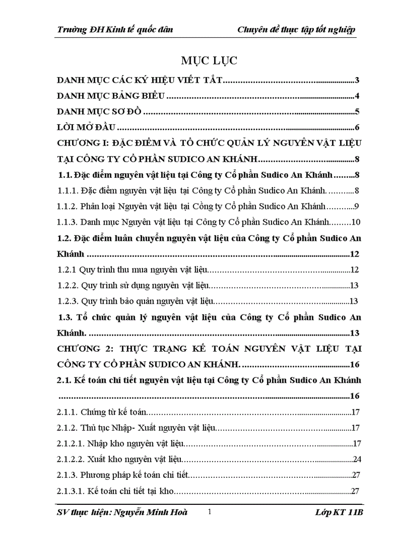 Hoàn thiện kế toán nguyên vật liệu tại Công ty Cổ phần SUDICO An Khánh