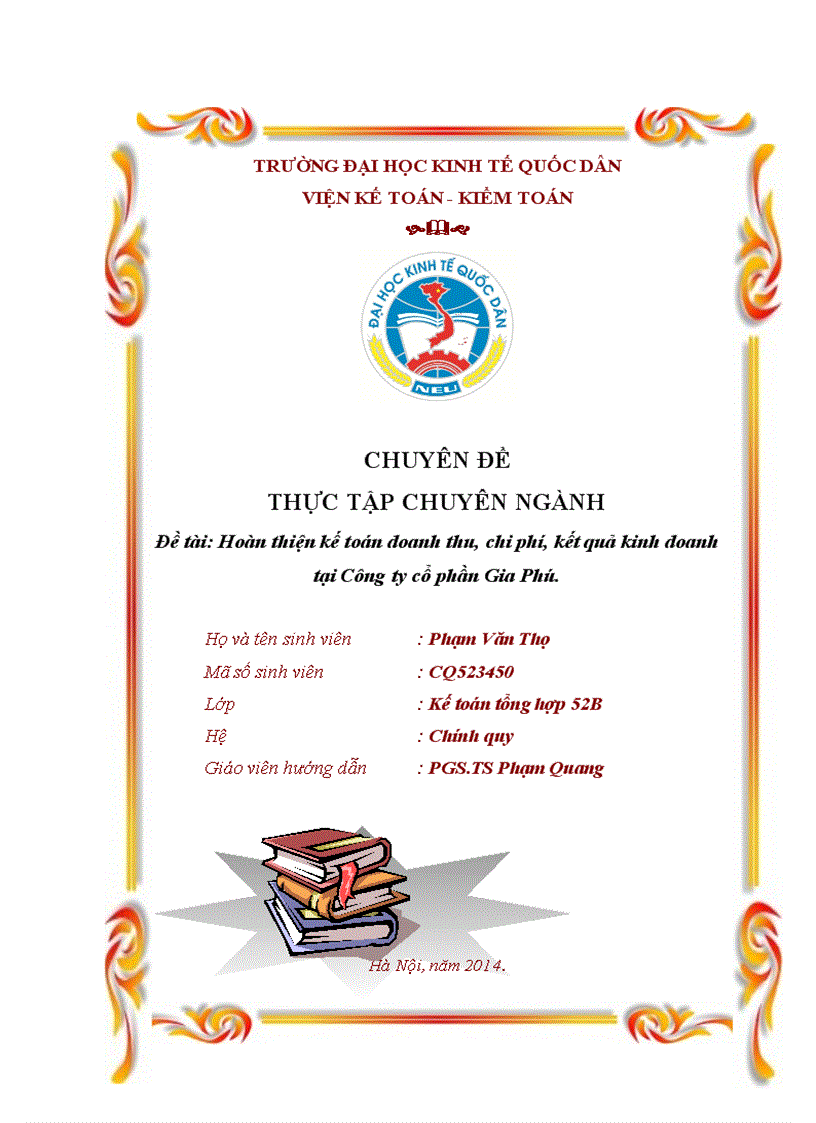Hoàn thiện kế toán doanh thu, chi phí, kết quả kinh doanh tại Công ty cổ phần Gia Phú.