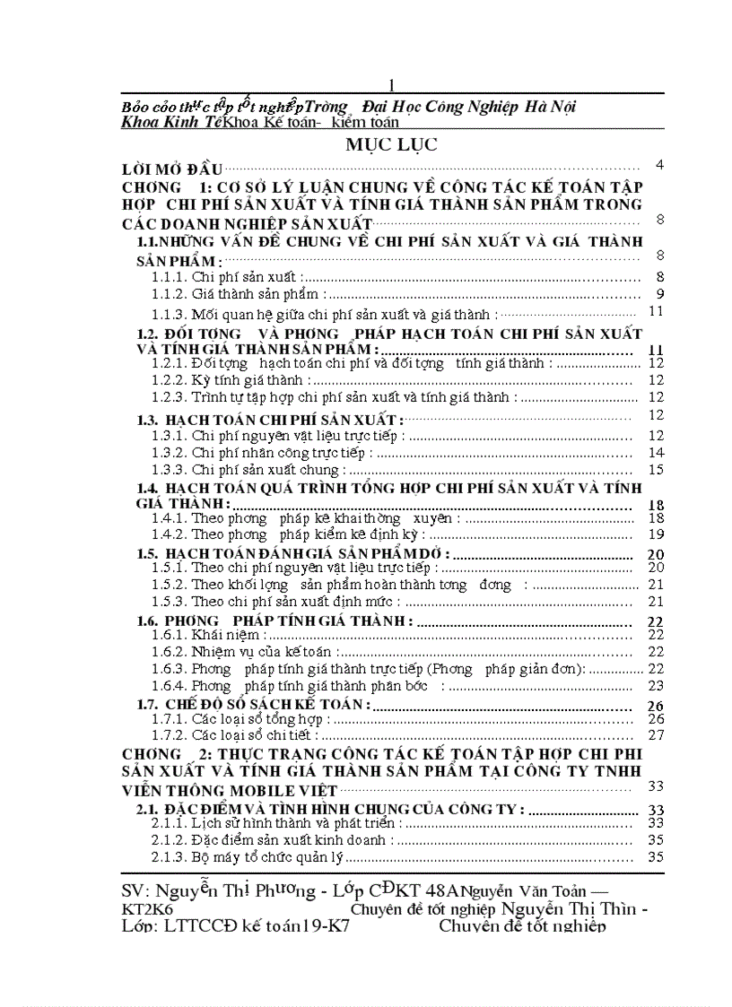 Hoàn thiện công tác kế toán tập hợp chi phí sản xuất và tính giá thành sản phẩm tại Công ty TNHH Viễn thông Mobile Việt