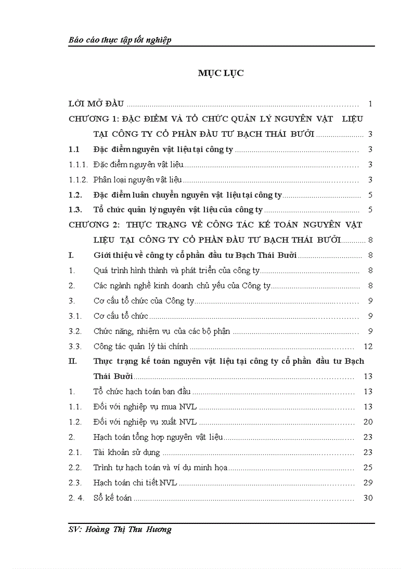 Hoàn thiện Kế toán nguyên liệu, vật liệu tại Công ty cổ phần đầu tư Bạch Thái Bưởi