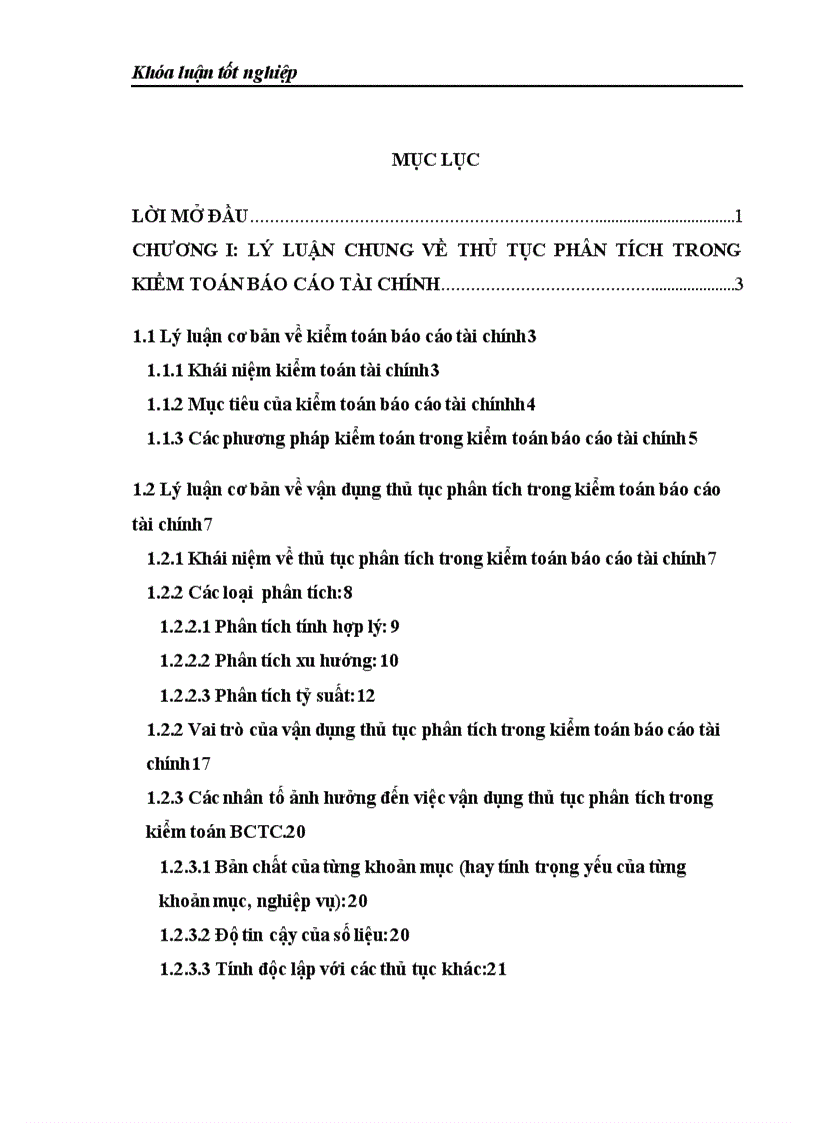 Vận dụng thủ tục phân tích trong kiểm toán BCTC tại Công ty TNHH Kiểm toán và Định giá Việt Nam