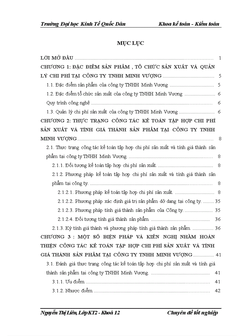 ''Kế toán tập hợp chi phí sản xuất và tính giá thành sản phẩm tại công ty TNHH Minh Vượng