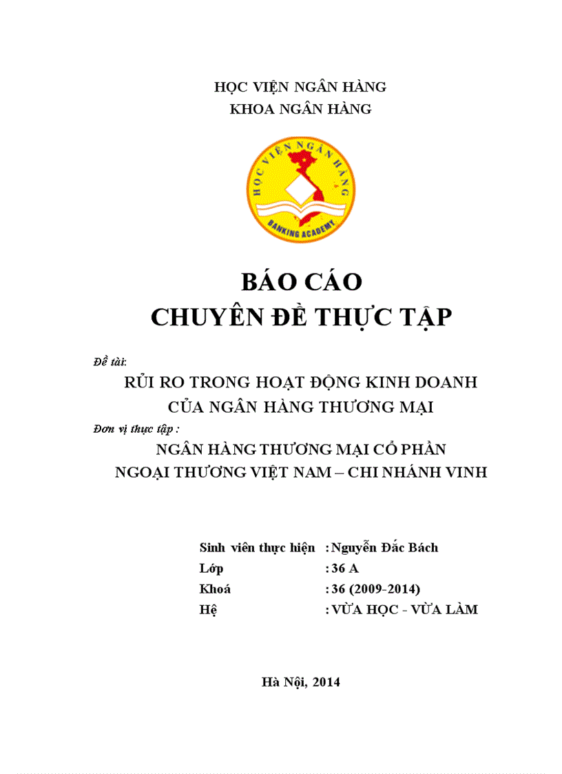 Hạn chế rủi ro tín dụng của Ngân hàng thương mại cổ phần Ngoại thương Việt Nam - chi nhánh Vinh