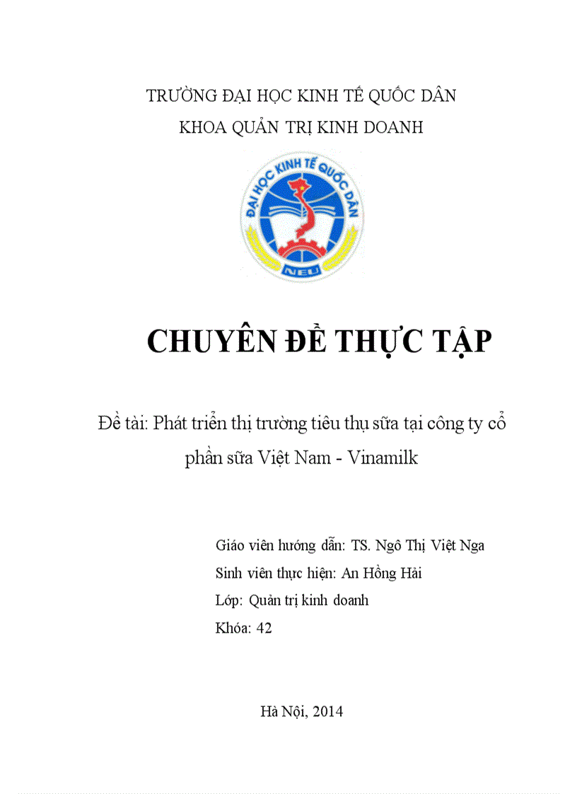 Phát triển thị trường tiêu thụ sữa tại công ty cổ phần sữa Việt Nam - Vinamilk